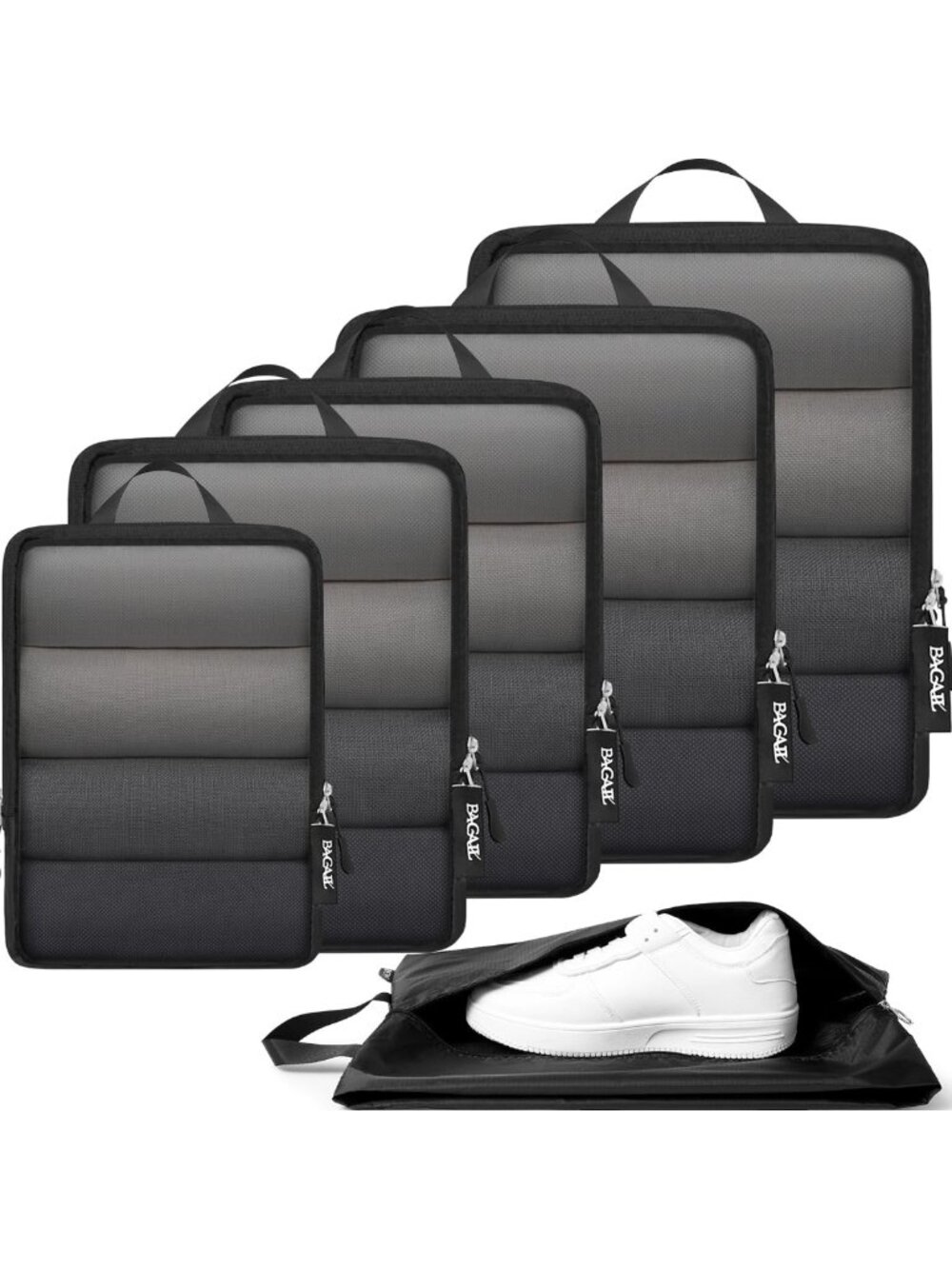 Ultralight Compression Packing Cubes - 6 Set Travel Organizer for Luggage
